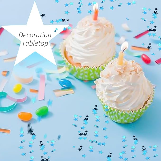 Ruidee 60g Star Confetti Metallic Foil Stars Table Confetti Metallic Foil Stars Sequin for Halloween Birthday Wedding Festival Party DIY(ZX/Sky Blue)