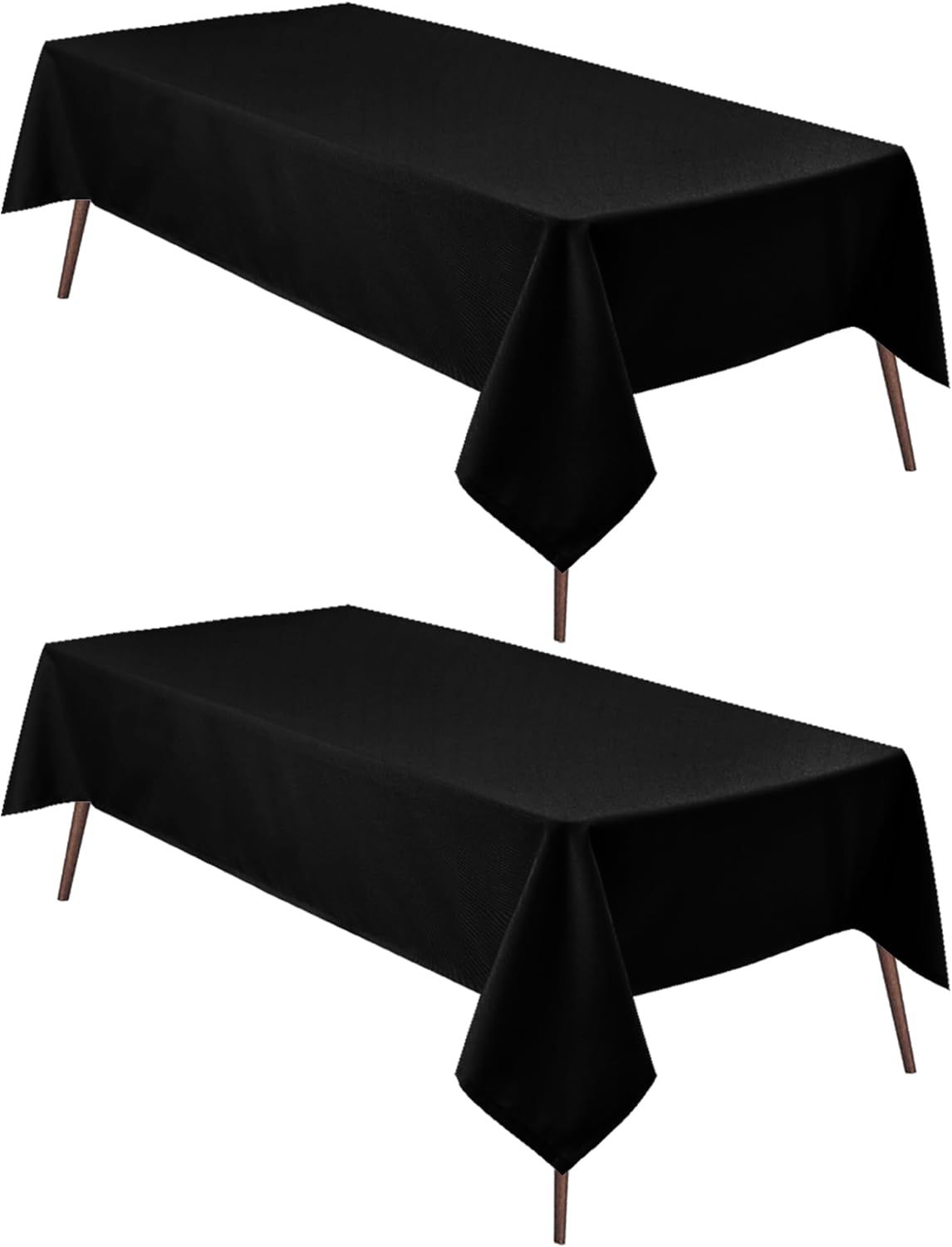 Hiasan 2 Pieces Black Tablecloth Rectangle - Waterproof and Wrinklr Resistant Washable Polyester Fabric Table Cloth for Dining Room and Outdoor Use, 70 x 140 Inch