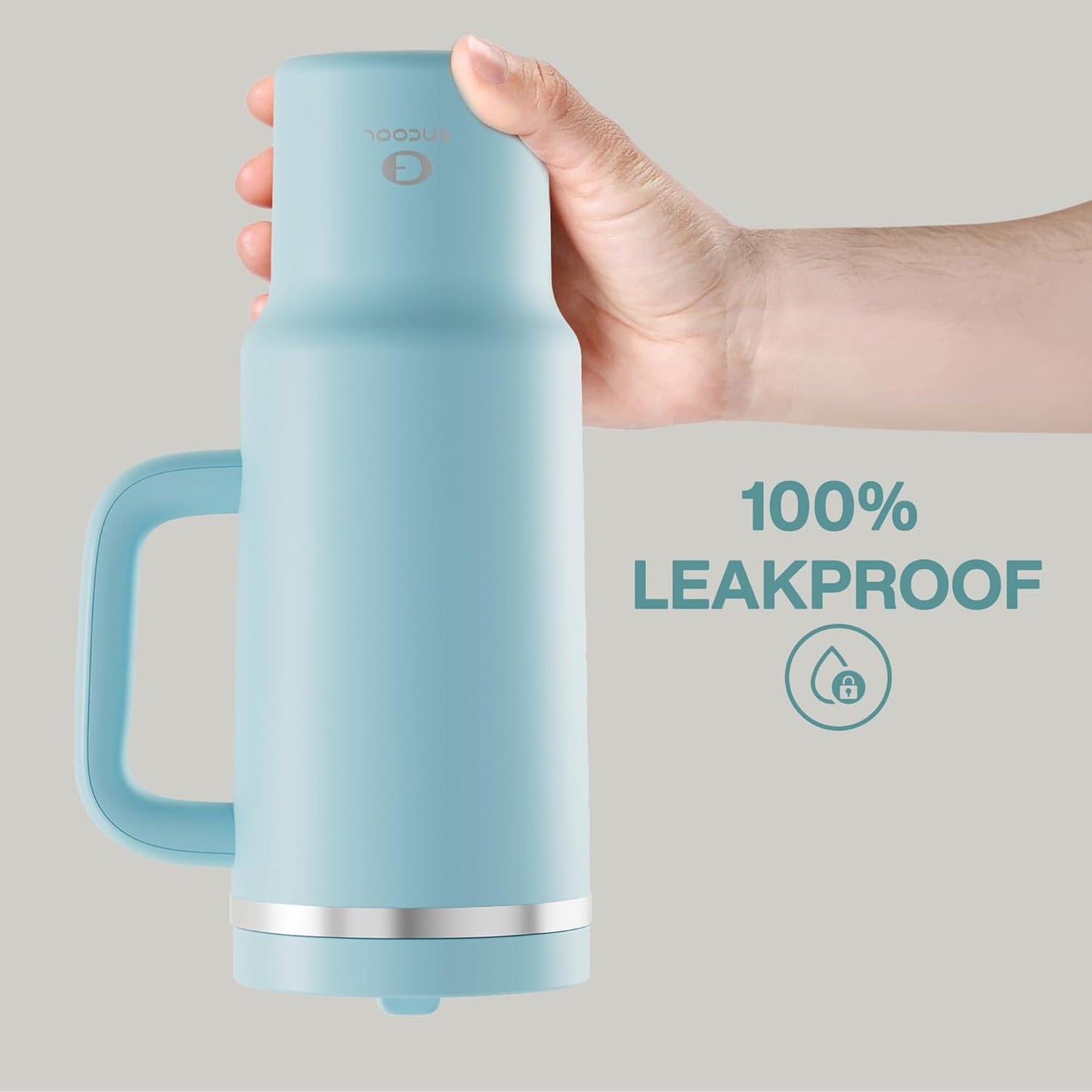 ENCOOL 40 oz Tumbler with Handle and Straw: Stainless Steel Insulated Tumbler Keeps Cold for 24 Hours, Leakproof Travel Cup Fits in Cup Holder and BPA-Free,Pewter Blue