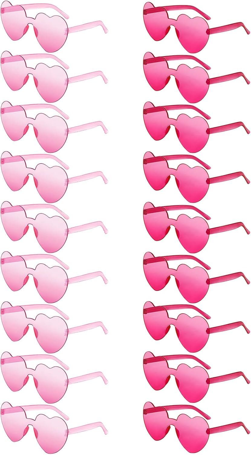 18 Heart Shape Rimless Sunglasses Transparent Candy Color Party Glasses Colored Eyewear for Women