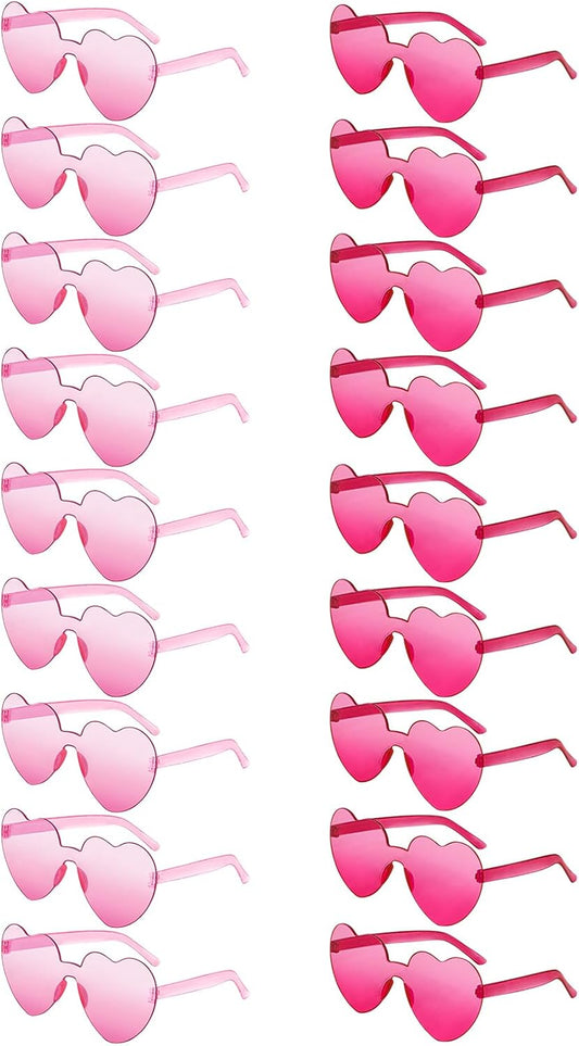18 Heart Shape Rimless Sunglasses Transparent Candy Color Party Glasses Colored Eyewear for Women