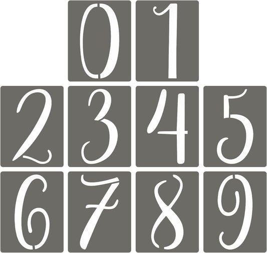 PATIKIL 10Pcs 12 Inch Large Number Stencils, 0-9 Address Number Stencil, Reusable Plastic Digital Templates for Crafts Drawing Stencils Templates White