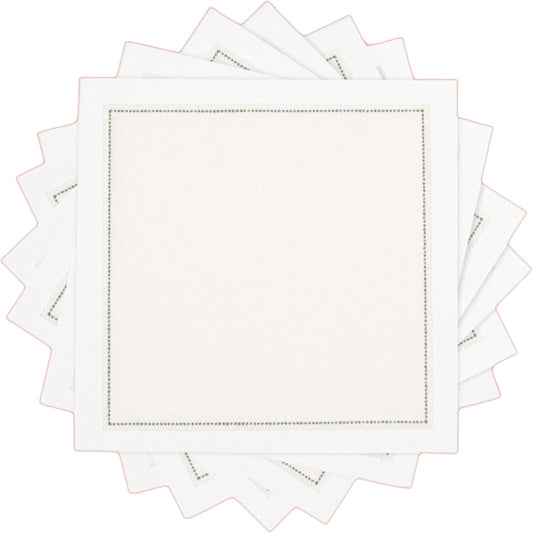 Five Star Napkins Cotton Cocktail Napkins, Beverage Napkin, Bar Napkin, Party Napkins, Small Napkins, Napkins for Events, Holidays, Weddings, Parties 4.5" x 4.5" - Single Use (50 x) Ecru