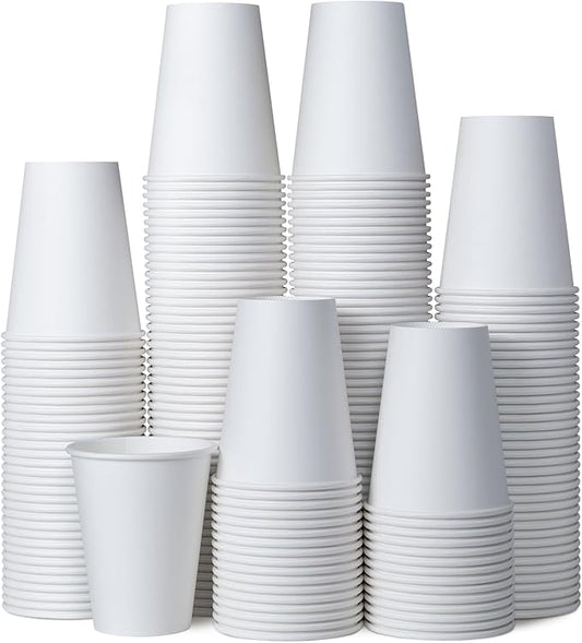 MATICAN Disposable Coffee Cups, 200-Pack 8-oz Bulk Paper Cups for Hot or Cold Drinks, White Cups for Office, Parties, and To-Go Use (No Lids)