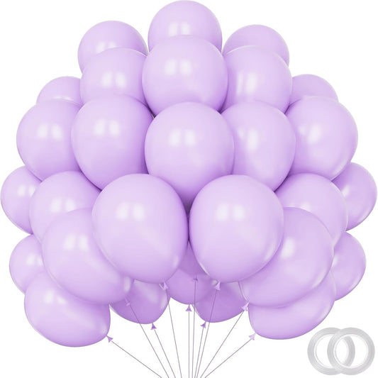 100 Pack 12 inch Light Purple Latex Balloons Pastel Decorations for Birthday Party, Wedding, Anniversary, Baby Shower