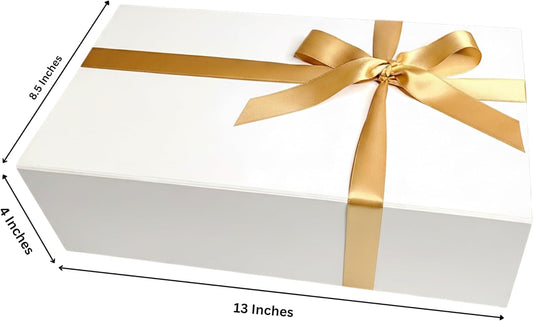 CECOBOX - Gift Boxes with Lids for Presents 13"x8.5"x4" - Matte, Collapsible Magnetic Closure Gift Box - Groomsmen & Bridesmaid Proposal Boxes, Wedding, PR, Birthdays, Holidays (White)
