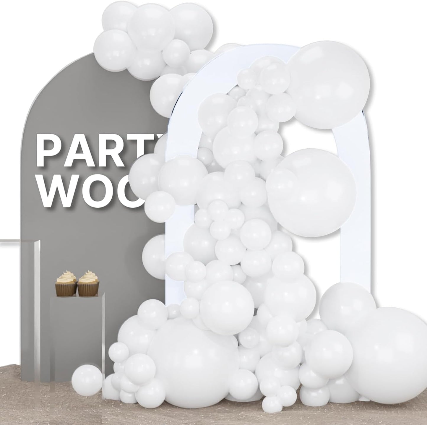 PartyWoo White Balloons 155 pcs Different Sizes Pack of 18 12 10 5 Inch Matte White Latex Balloon Arch Kit Garland for Wedding Bridal Graduation Baby Shower Birthday Party Decorations White-Y13