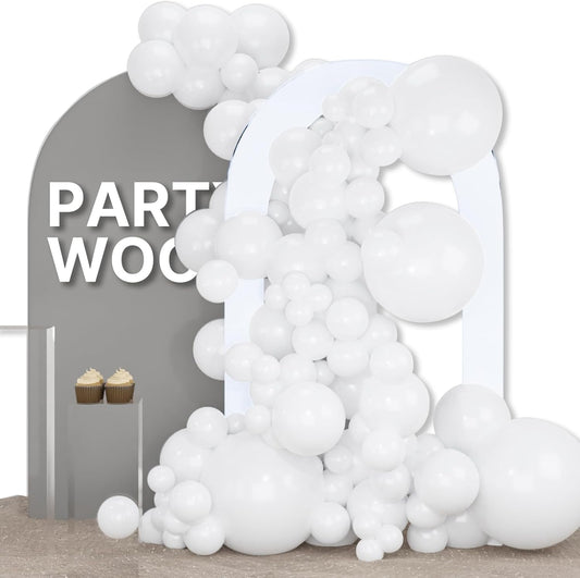 PartyWoo White Balloons 155 pcs Different Sizes Pack of 18 12 10 5 Inch Matte White Latex Balloon Arch Kit Garland for Wedding Bridal Graduation Baby Shower Birthday Party Decorations White-Y13