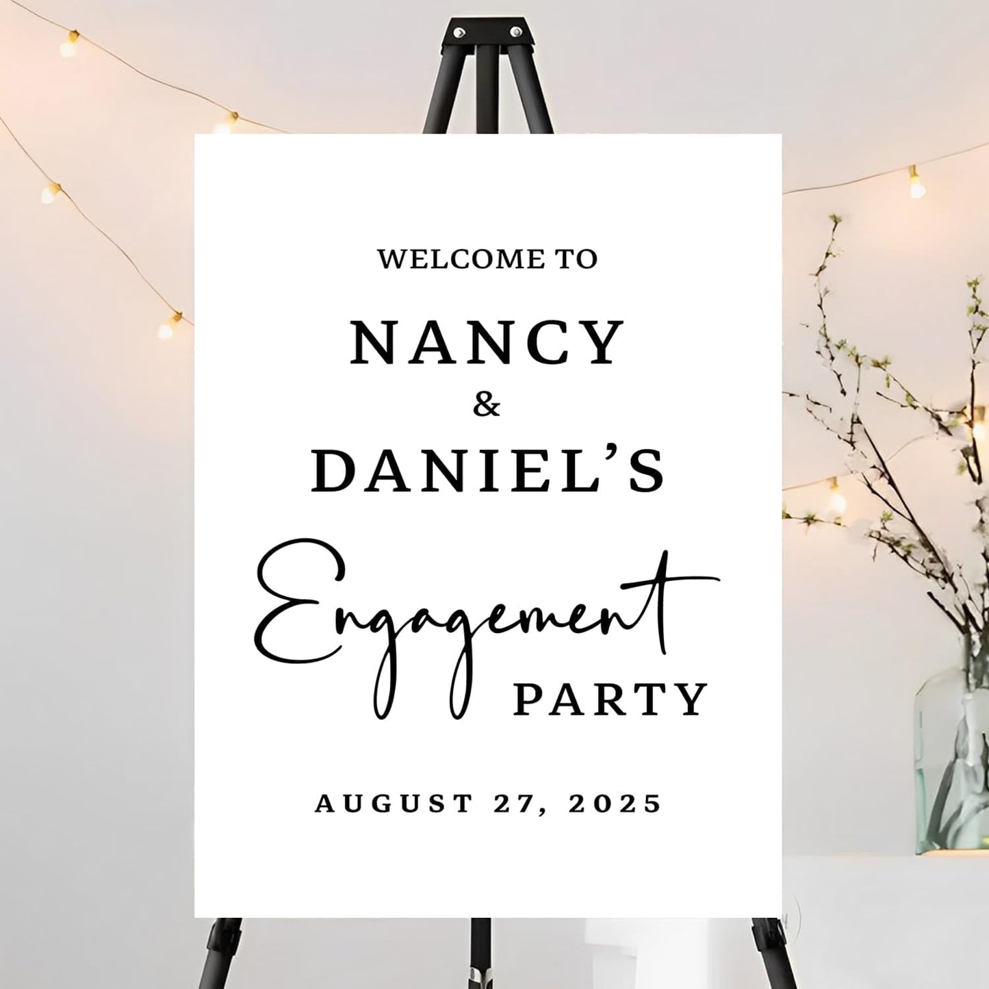 Engagement Party Welcome Sign, Rectangular, Pastel Shades, Neon, Full Size, Plastic, 12x18 inches