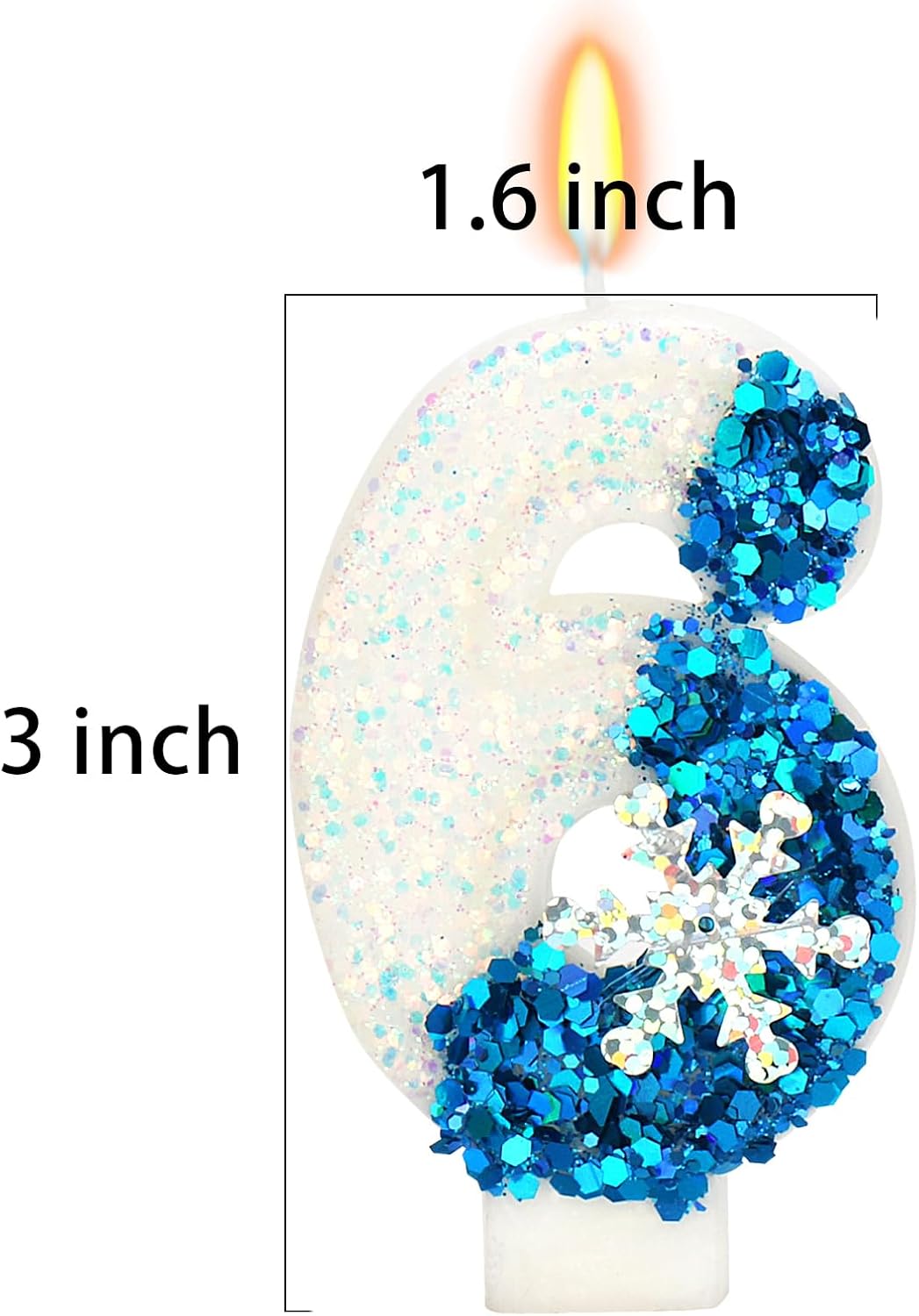 Snow Themed Birthday Candles, 16th Birthday Candle for Party Supplies, Winter Birthday Party Supplies, 2.76 inch Number 16 Candle Cake Topper Decoration (Number 16)