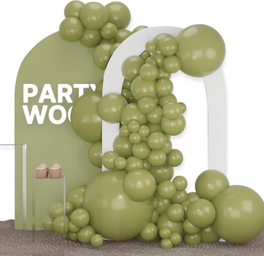 PartyWoo Sage Green Balloons 100 pcs Olive Balloons Different Sizes Pack of 36 18 12 10 5 Inch Olive Green Balloon Arch Kit Sage Balloon Garland for Baby Shower Birthday Party Decorations Green-F11