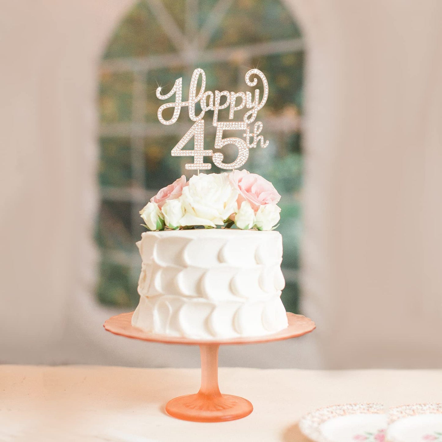 LASKYER Happy 45th Birthday Decorations,45th Birthday Gold Rhinestone Cake Topper - Cheers to 45 Years Old Bday Party Metal Sparkly Cake Centerpieces Sign.