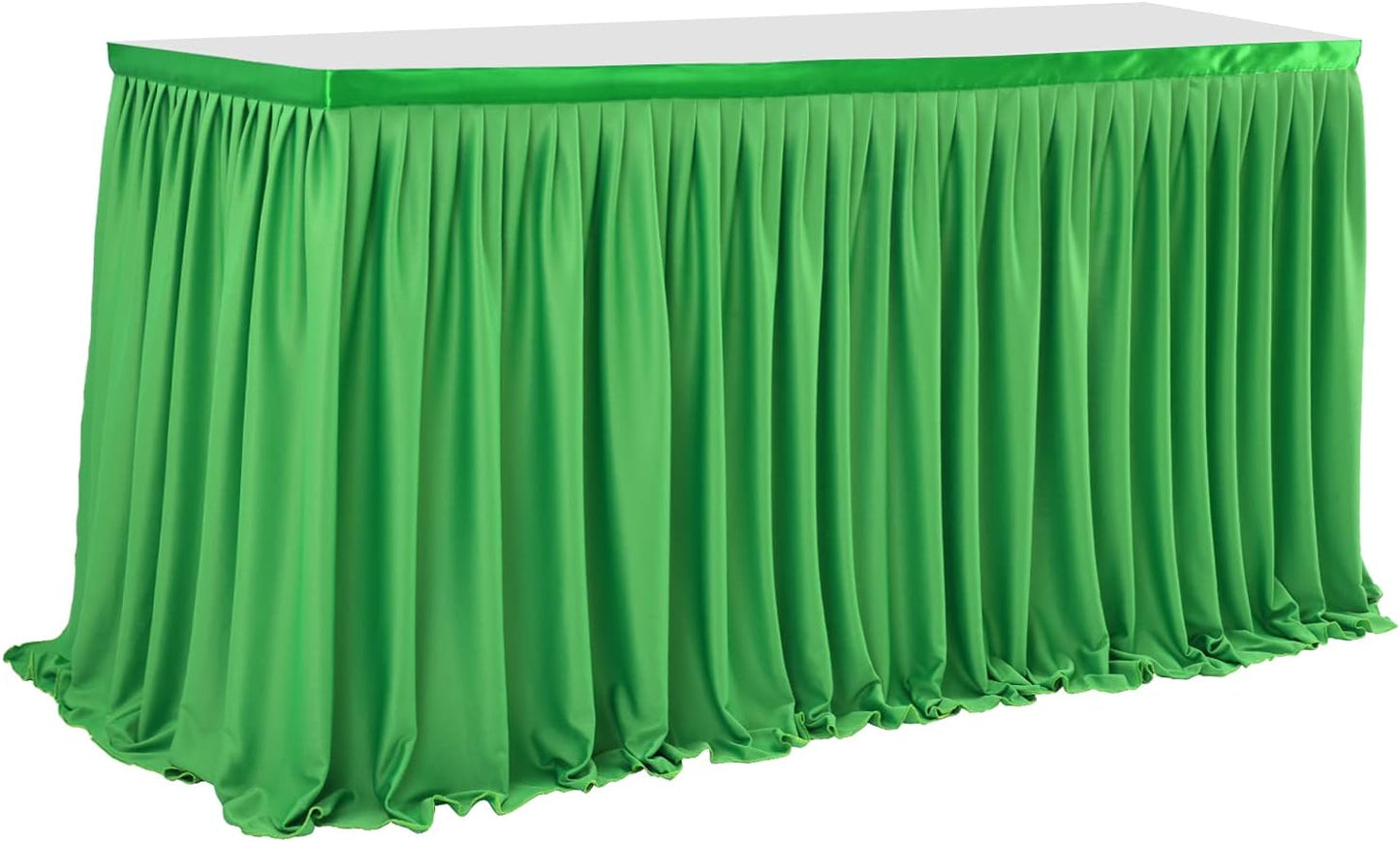 Green Table Skirt for Rectangle Tables 6ft Polyester Table Skirt Desk SKirts Ruffle Table Skirt for Party Birthday Banquet Green Theme Party Wedding Bridal Shower Table Skirt Decorations