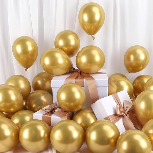 RUBFAC 120pcs Balloons for Birthday Baby Shower Graduation Anniversary Wedding Party Supplies Garland Arch Decoration,5 Inches,Gold