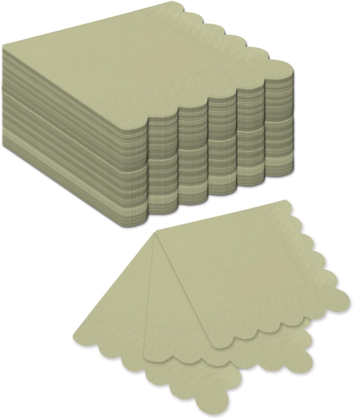 qiqee Khaki Cocktail Dinner Napkins 5x5inch Disposable Beverage,Wedding, Birthday Party Dessert Wave Paper Napkins(120 Count)