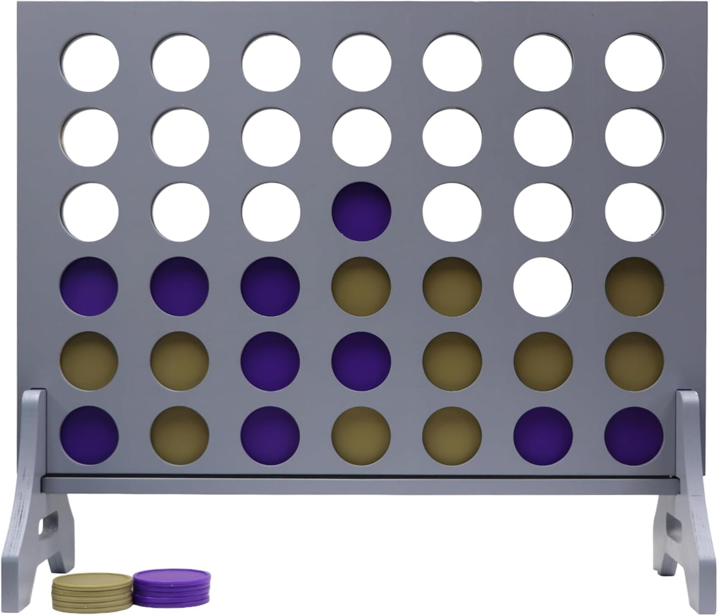 Tailgating Pros Premium Grey Giant Four in a Row with Carrying Case - Jumbo Oversized Outdoor Yard Game - Connect Multiple Pucks in a Row to Win - Many Puck Colors Available!