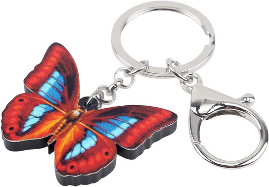 BONSNY Morpho Menelaus Butterfly Key Chains for Women Car Purse Bag Rings Pendant Charms
