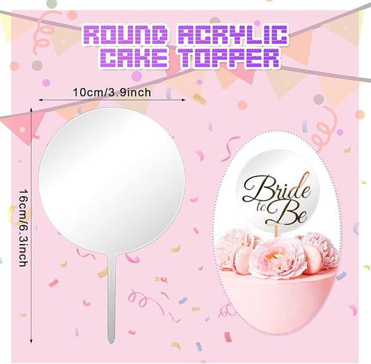 Blank Acrylic Cake Toppers,10PCS Round Acrylic Mirror Cake Topper 4 Inch Clear Circle DIY Cupcake Toppers Blanks Cake Picks for Birthday Anniversary Wedding Baby Shower Party Supplies (transparent)