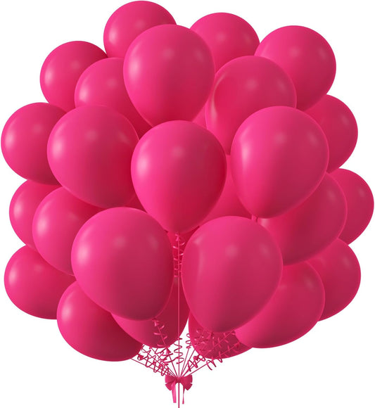 KALOR 10 Inch Hot Pink Balloons, 100 Pcs Latex Helium Balloons for Kid's Birthday Party Baby Shower Wedding Graduation Graduation Party Decorations