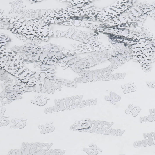 25 Happy Anniversary Confetti Glitter - Silver 25th Anniversary Party Table Decorations Happy Anniversary Confetti, Perfect for Table Decorations Party Supplies DIY Craft