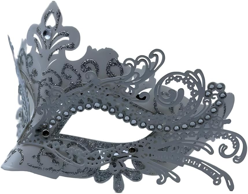 White Masquerade Mask Mardi Gras Mask for Costume Parties Halloween Venetian and Carnival
