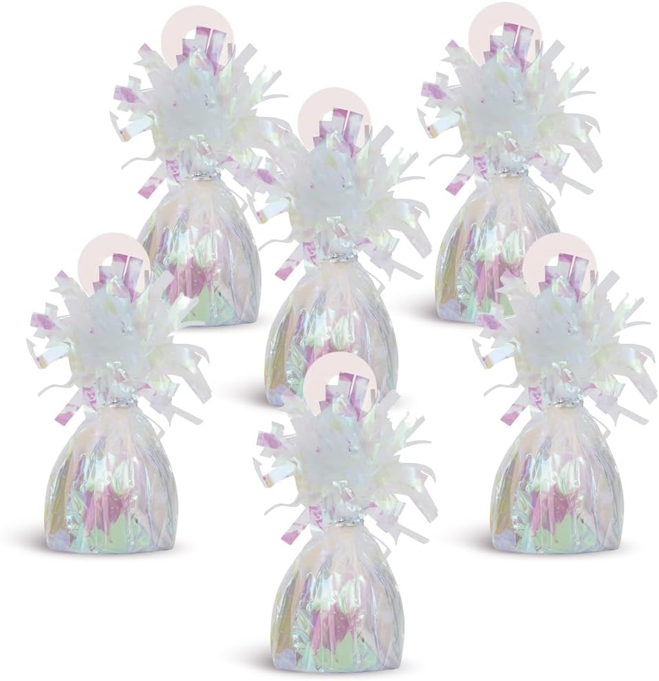Unique Foil Fringe Foil Balloon Weight | Iridescent | 1 Pc, 4.5" x 2.25"
