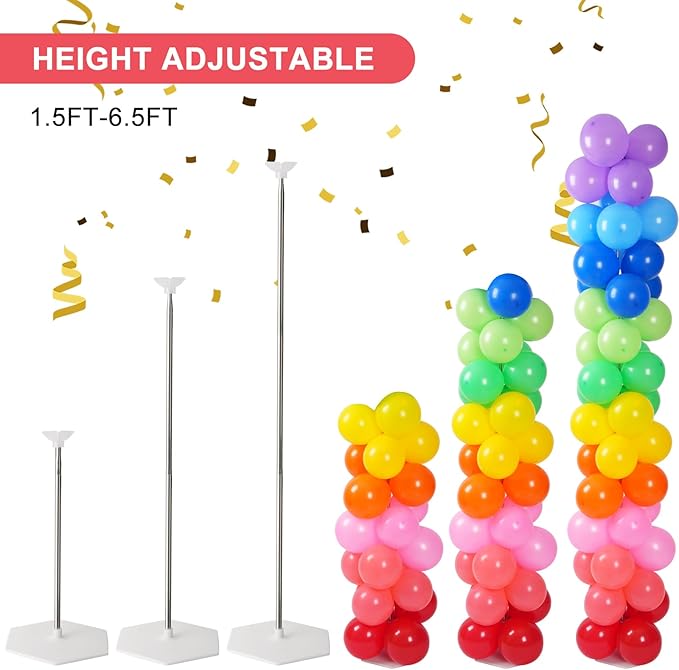 Tamodan Adjustable balloon column kit set of 2, 78 Inch balloon tower Reusable Metal Telescopic Design，balloons tower stand for Weddings, Birthdays, Baby Showers & Graduation Events