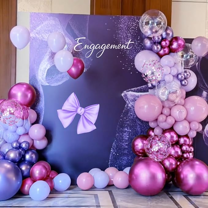 Pink Purple Balloon Garland Arch Kit, 167Pcs Latex Balloons Different Sizes 18 12 10 5 inch for Girl Women Princess Birthday Bridal Baby Shower Party Decoration