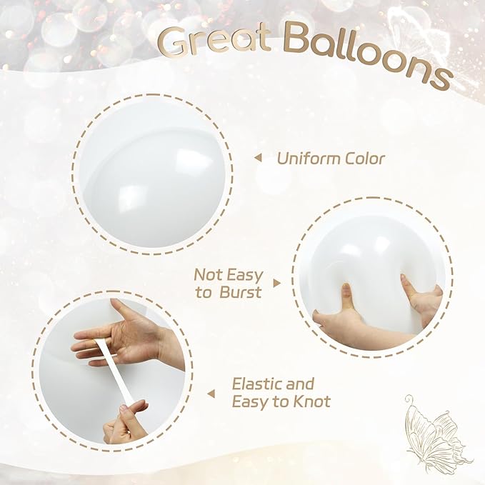 60pcs Gold and White Balloons 12inch with Metallic Gold Sand White Balloons for Engagement Wedding Birthday Baby Shower Party Decorations