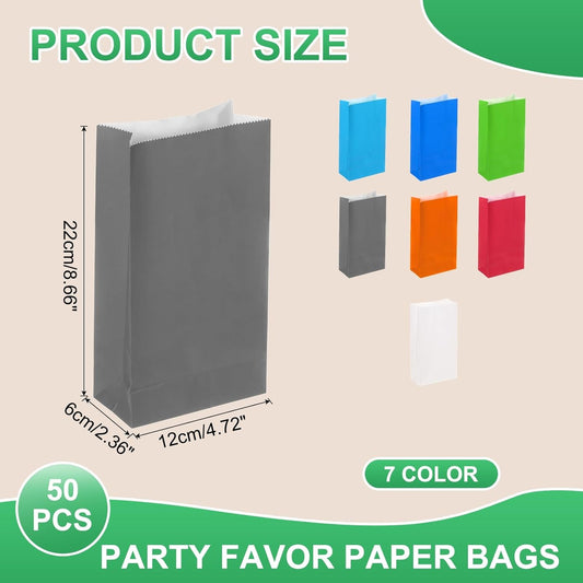 PATIKIL Party Favor Bag, 50 Pcs 8.7x2.4x4.7 Inch Mini Paper Candy Bags Gift Treat Celebration Halloween Goody Birthday Wedding Party with Stickers, Black