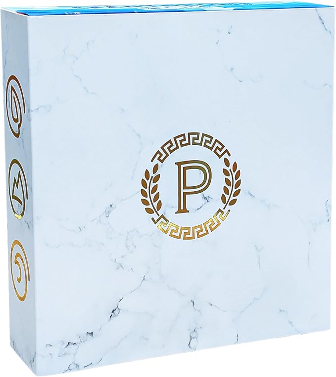 Pantheum: Deluxe Edition | Family Strategy Board Game for Greek Mythology Fans | 1–4 Players | Ages 12+ | 45–60 Min Playtime | Includes Gold Foil Sleeve, Minifigures, Engraved Dice and Wooden Tokens