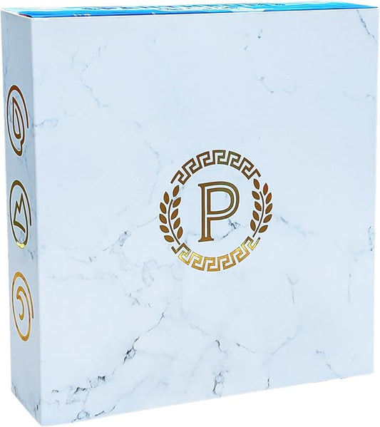 Pantheum: Deluxe Edition | Family Strategy Board Game for Greek Mythology Fans | 1–4 Players | Ages 12+ | 45–60 Min Playtime | Includes Gold Foil Sleeve, Minifigures, Engraved Dice and Wooden Tokens