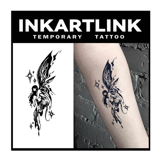 INKARTLINK Tattoo Tech, 2 Sheets Large Semi Permanent Tattoo, Adult Art Design Temporary Tattoos, Lasts 1-2 Weeks, Waterproof, Realistic Look, No Adhesive, No Reflection (Elf Design)