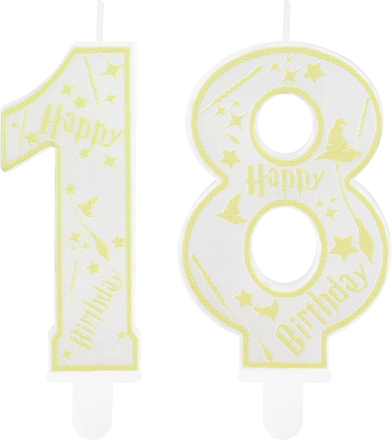 Magical Wizard Party Birthday Candles Number 18 Candle Cake Topper Wizard School Themed Happy 18th Birthday Cake Decorations for Boys Girls Kids Party Favor Supplies Decorations