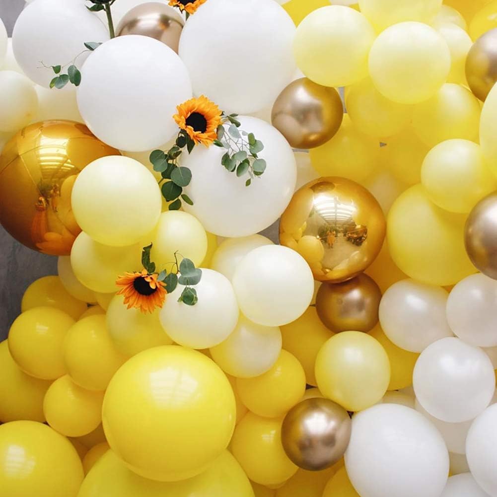 KALOR 10 Inch Yellow Balloons, 100 Pcs Latex Helium Balloons for Kid's Birthday Party Baby Shower Wedding Graduation Graduation Party Decorations