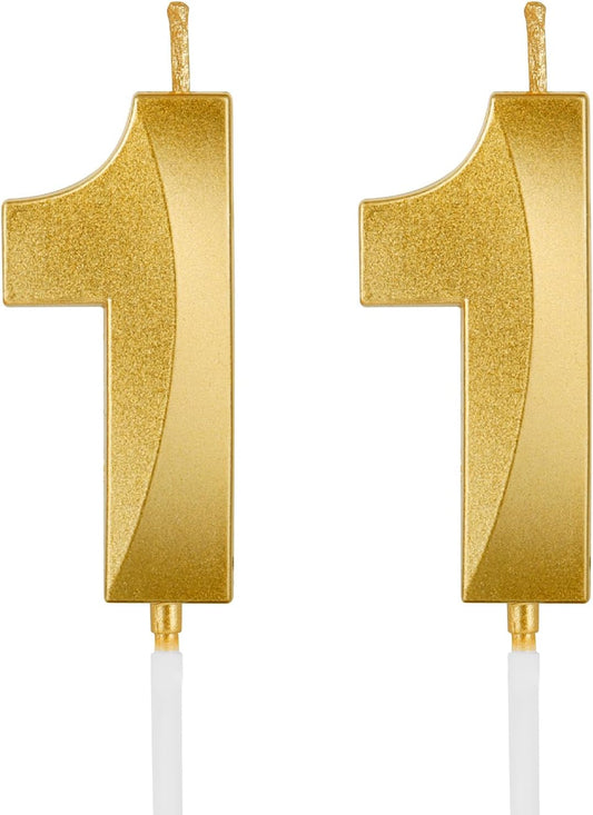 Birthday Candles, 1.96 Inch Number 11 Happy Birthday Candles, Number Candles Decoration for Birthday Party and Anniversary Celebration(Champagne Gold)