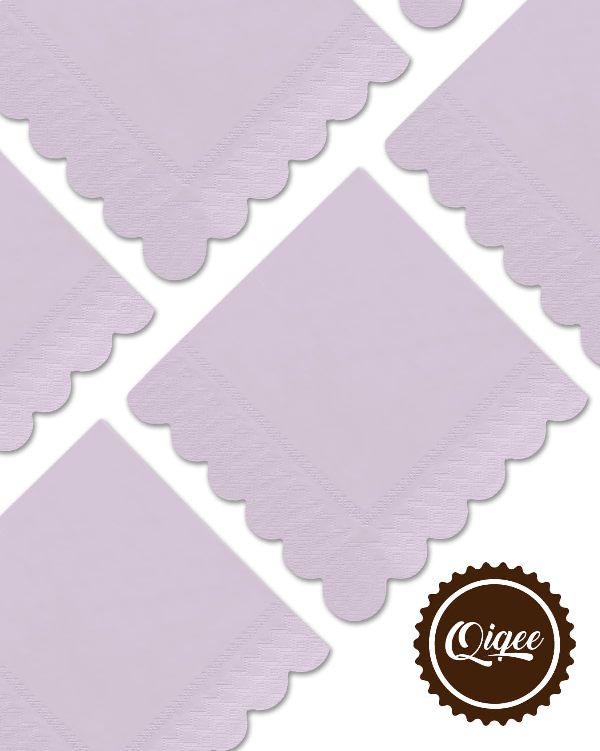 qiqee Coral Purple Cocktail Dinner Napkins 5x5inch Disposable Beverage,Wedding, Birthday Party Dessert Wave Paper Napkins(120 Count)