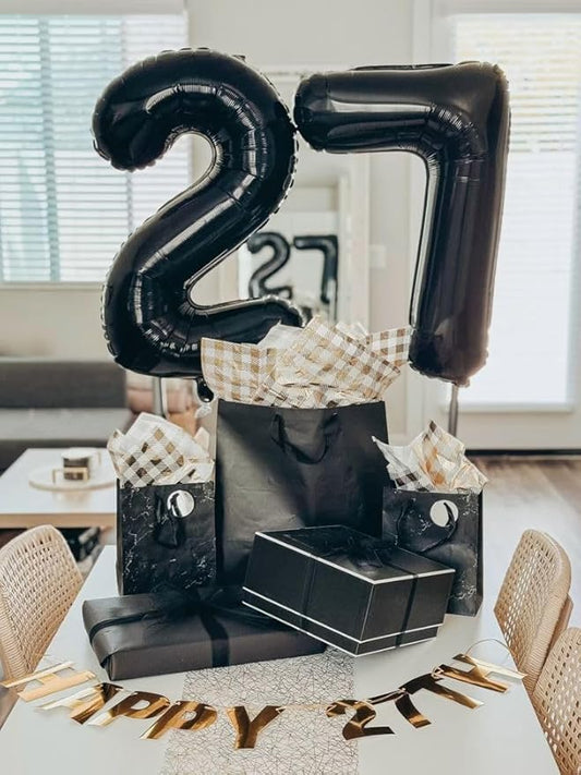 26 Numbers Balloon Black, Foil Happy 26th Birthday Balloon for Men & Women,40 Inch Large Balloons for 2 6 26 62 2026 Wedding Marriage Proposal Engagement Decorations