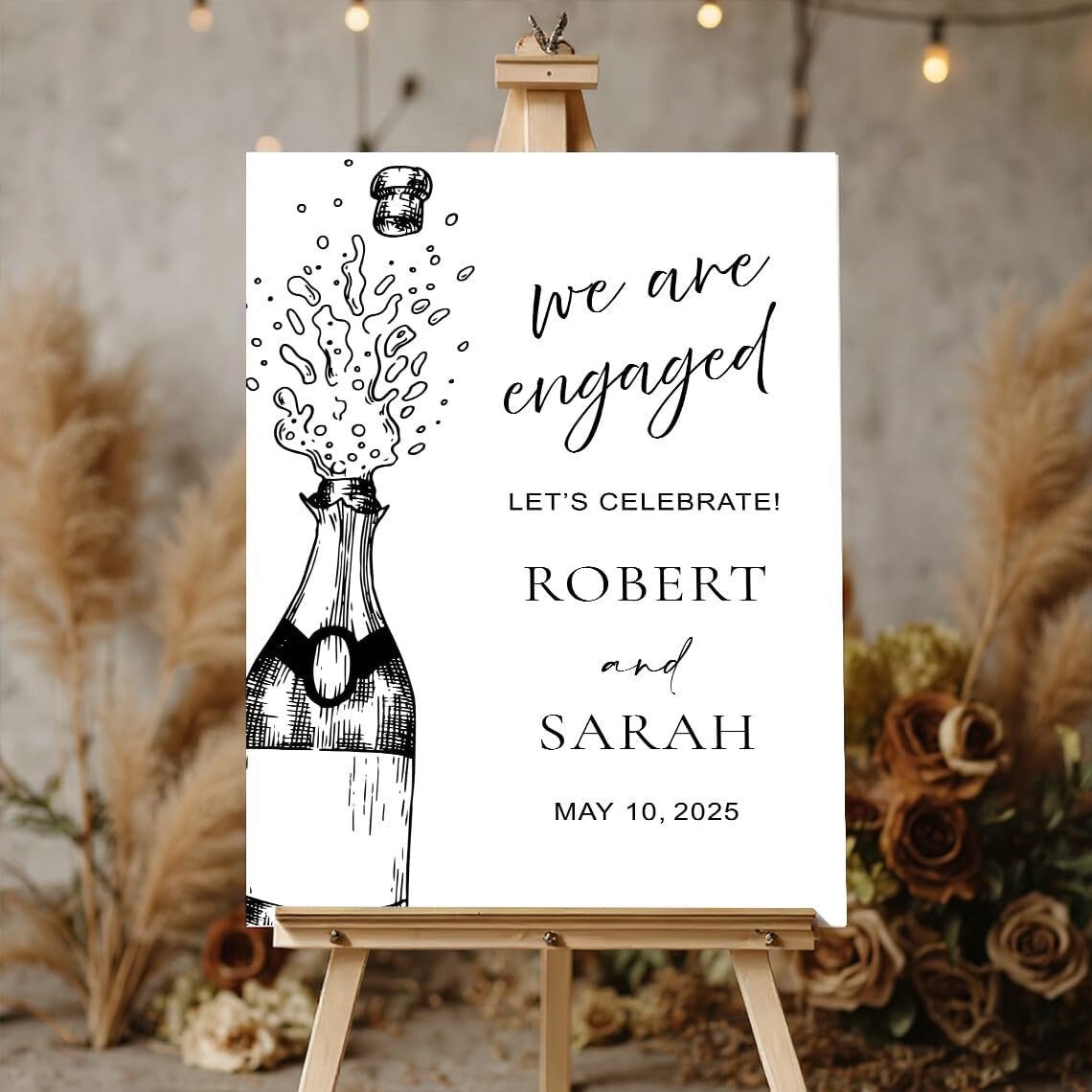 Champagne Engagement Welcome Sign, Engagement Party Welcome Sign, We're Engaged Decorations, Engaged Signs, Personalized Engagement Party Signs