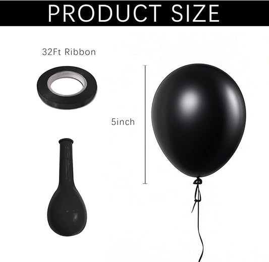 160pcs 5 inch Black Balloons - Small Latex Ballons Bulk Party Balloons, globos negros, Halloween Decorations, Black Birthday Decorations, Retirement Party Supplies