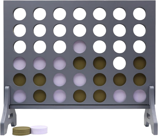 Tailgating Pros Premium Grey Giant Four in a Row with Carrying Case - Jumbo Oversized Outdoor Yard Game - Connect Multiple Pucks in a Row to Win - Many Puck Colors Available!