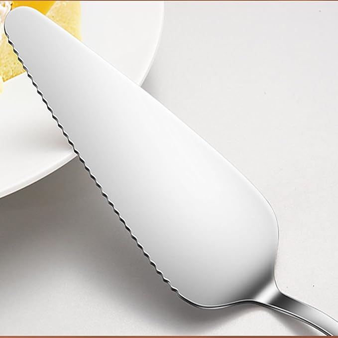 Kucensi Cake Pie Server, 2 Pack Stainless Steel Pizza Pastry Cake Slicer Server Set, Cake Cutter with Serrated Edges for Kitchen, Restaurants, Wedding, Birthdays and Parties