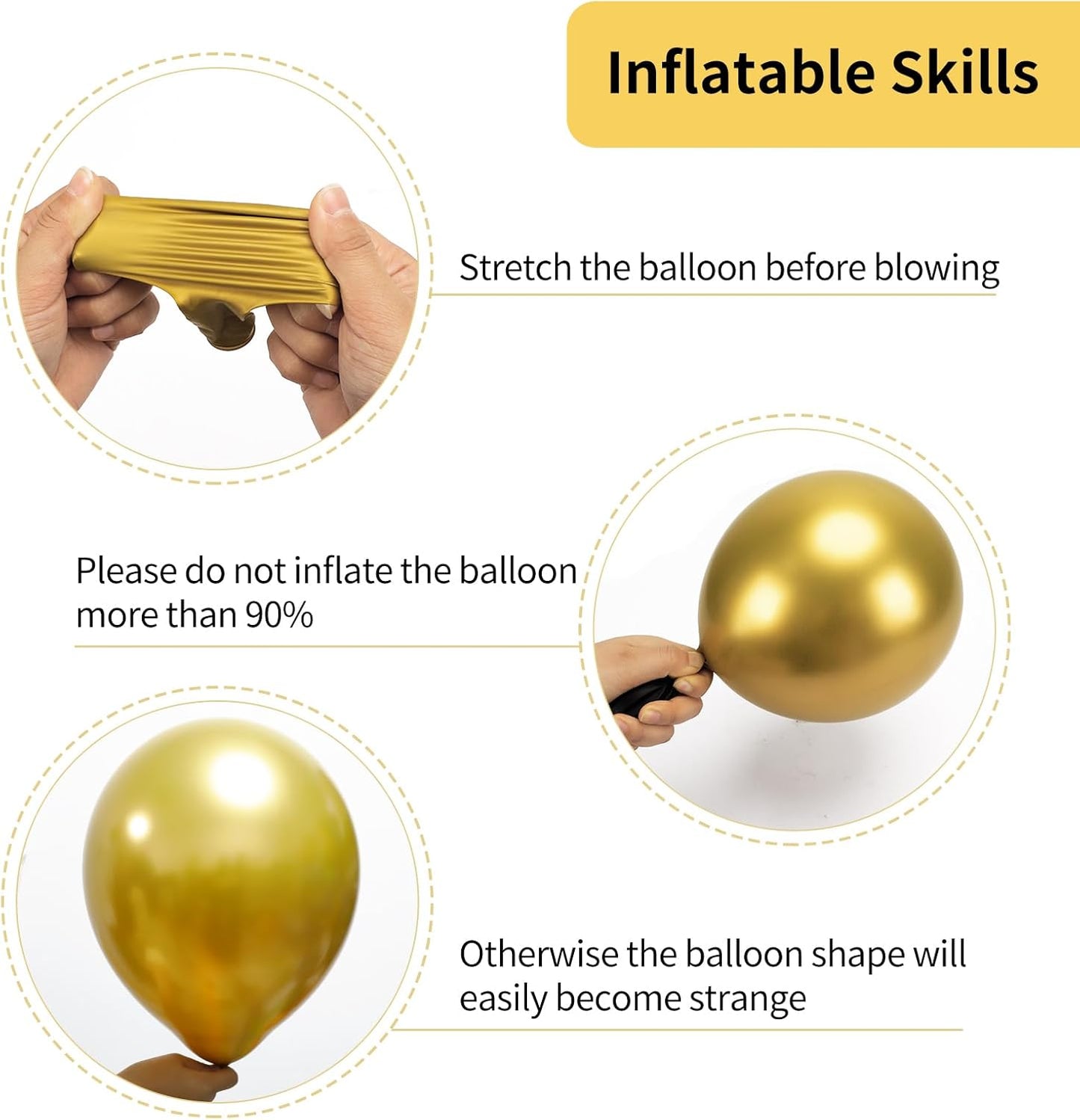 RUBFAC 92pcs Metallic Gold Balloons Chrome Gold Balloon Different Sizes 18 12 10 5 Inch Gold Latex Balloons for Happy New Year Decorations 2024 Birthday Party Graduation