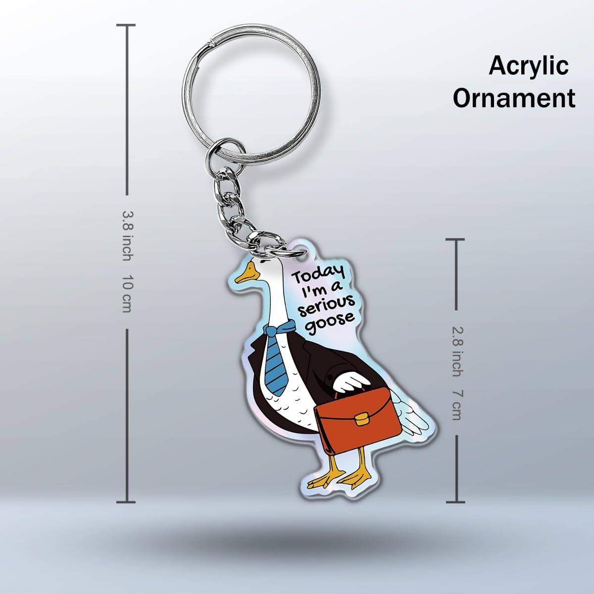 Funny Silly Goose Keychain for Women, Cute Goose Decor Acrylic Accessories Gag for Friends Coworkers Gifts