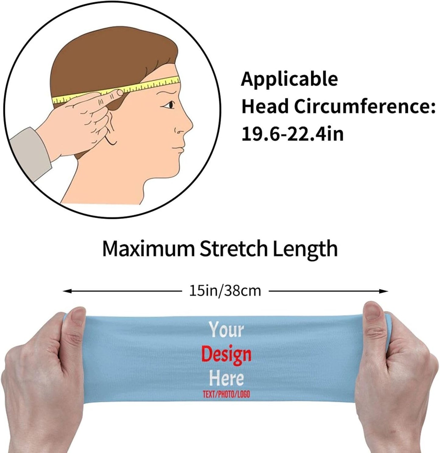 Custom Sweatbands for Men Women, Design Your Own Text Name Image Photo Personalized Sports Headbands