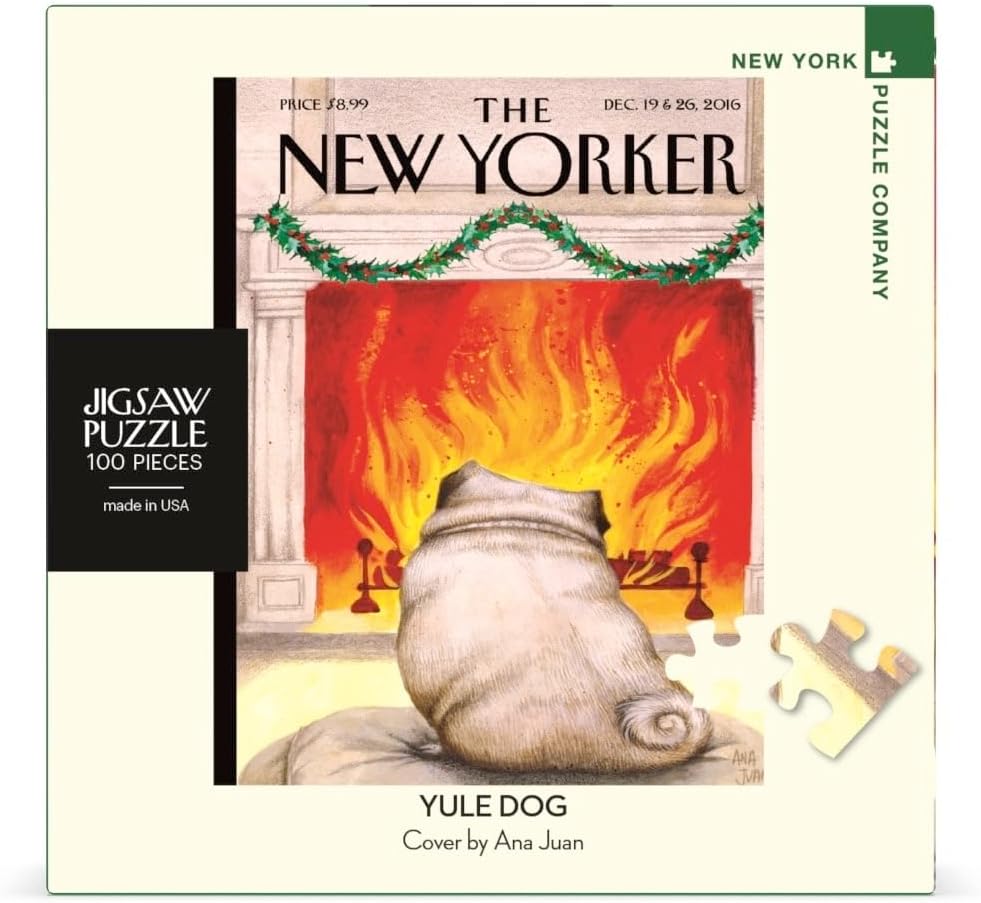New York Puzzle Company - New Yorker Yule Dog Mini - 100 Piece Jigsaw Puzzle for Family Game Nights by Ana Juan
