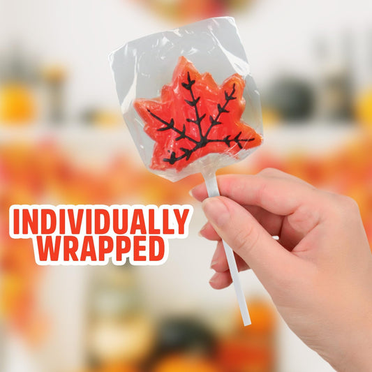 Maple Leaf Lollipops, 50 Pieces of Thanksgiving Candy Individually Wrapped, Perfect Fall Candy Favors for Thanksgiving, Autumn Parties, Cozy Fall Gatherings and Fall Celebrations