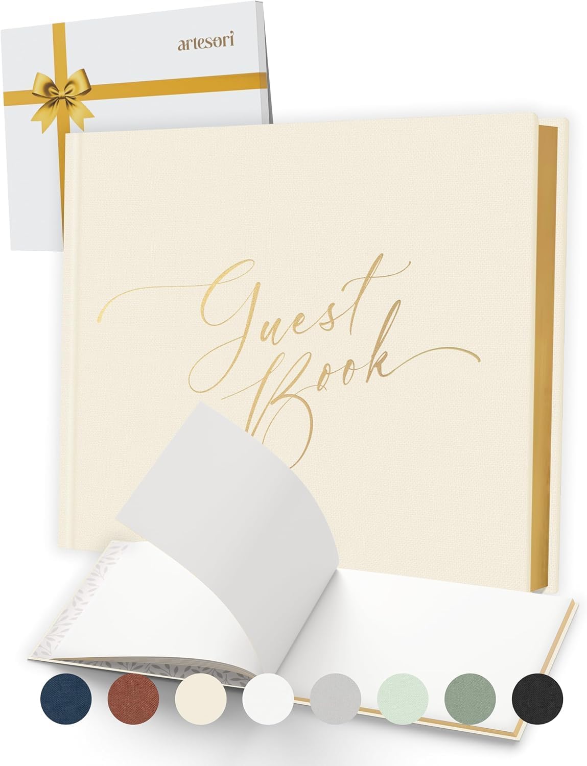 ARTESORI Wedding Guest Book for Reception — Gold-Foiled Guestbook to Sign in, Elegant Baby Shower Guest Book for Party & Birthday — Photo & Polaroid Guest Book for Wedding & Bridal Shower (Ivory)