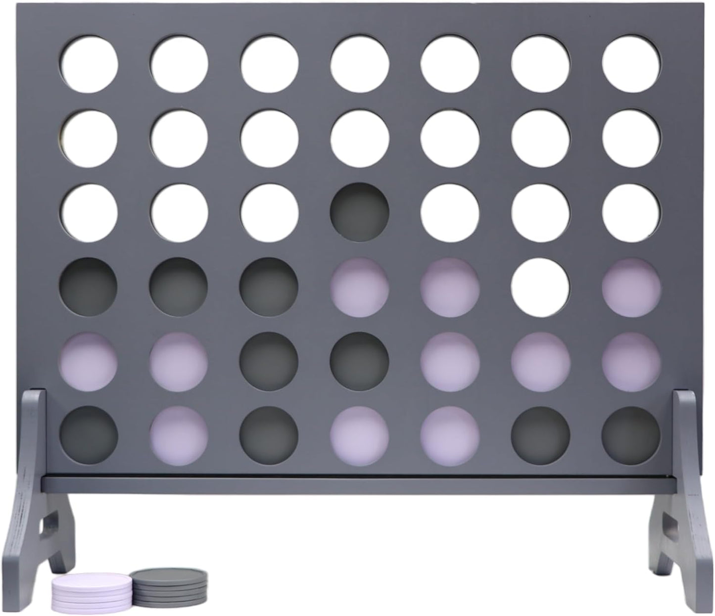 Tailgating Pros Premium Grey Giant Four in a Row with Carrying Case - Jumbo Oversized Outdoor Yard Game - Connect Multiple Pucks in a Row to Win - Many Puck Colors Available!