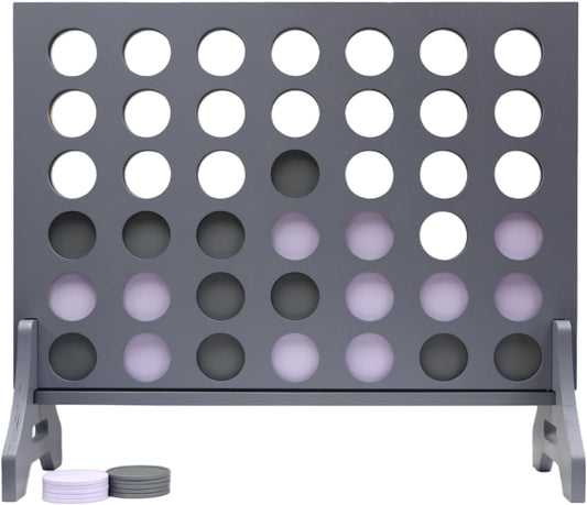 Tailgating Pros Premium Grey Giant Four in a Row with Carrying Case - Jumbo Oversized Outdoor Yard Game - Connect Multiple Pucks in a Row to Win - Many Puck Colors Available!